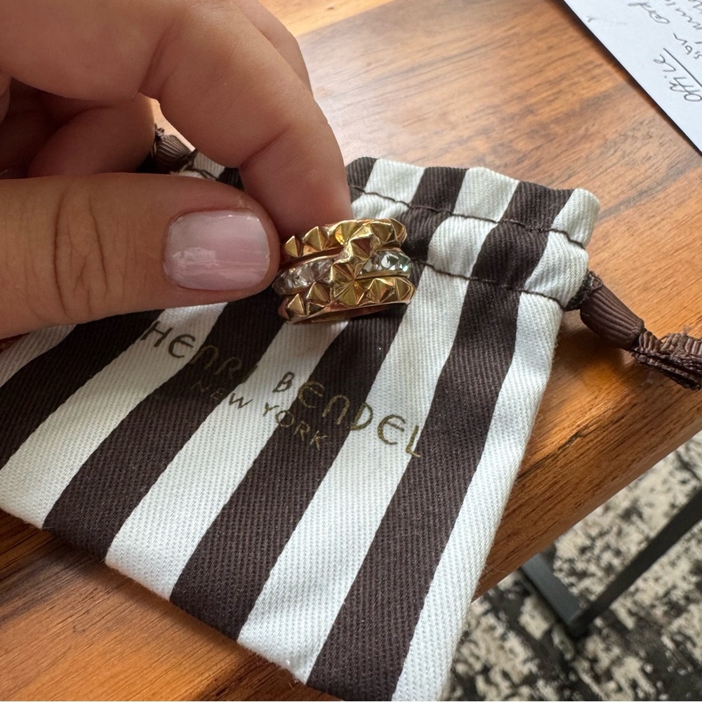 Henri Bendel Gold and Silver Textured Ring